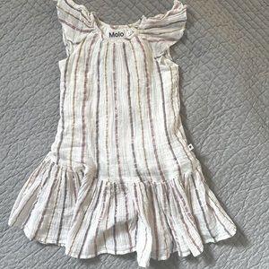 Molo girls party dress - white with iridescent stripes - 2-3T